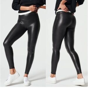 Faux Leather Fleece-Lined Leggings